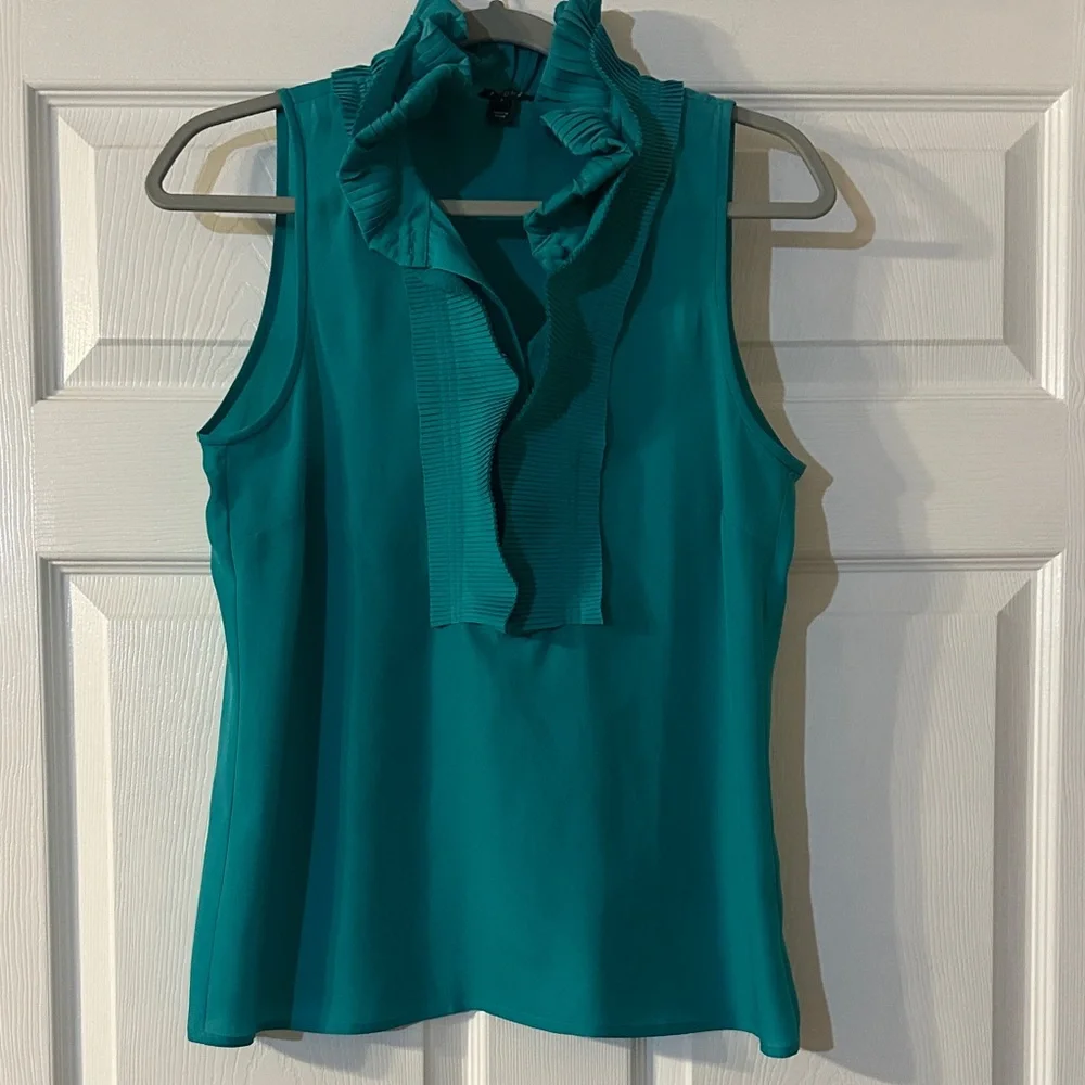J. Crew Turquoise Ruffle Blouse - Picture 1 of 6